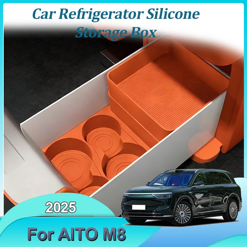

Car Refrigerator Silicone Storage Box For AITO M8 2025 Non-slip Scratch-resistant Tray Storage Fixed Silicone Pad Accessories
