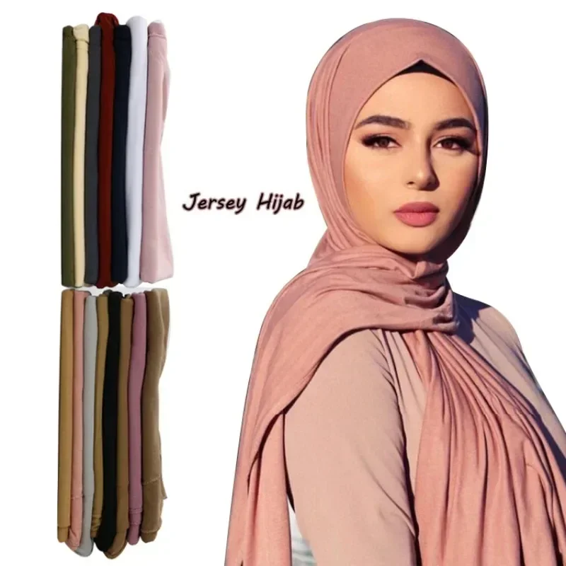 Fashion Modal Cotton Jersey Hijab Scarf Long Muslim Shawl Plain Soft Turban Tie Head Wraps For Women Africa Headband 170x80cm