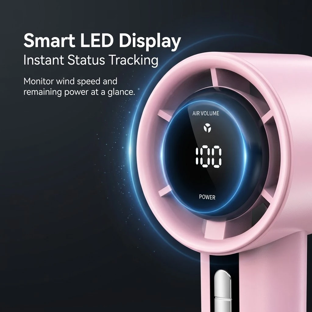 GMPX Mini Fan Rechargeable Strong Wind 100 Gear Wind Speed Electric Fan Digital Display Adjustable Turbo Portable Outdoor Handheld