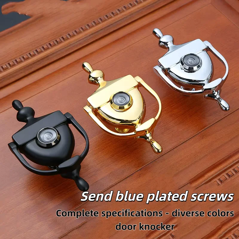 Modern Zinc Alloy Door Knocker Green Bronze Door Handle Peep Hole Knock Furniture Handle Home Decoration Hardware