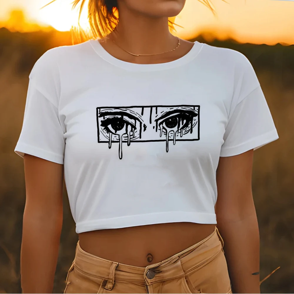 

Женская футболка с рисунком под глаза