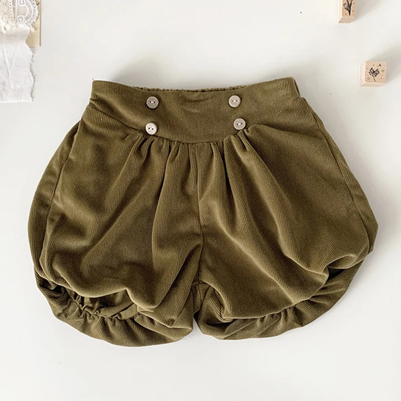 Kids Baby Girls Solid Color Velvet Children\'s Clothing Shorts Autumn Winter Baby Girls Children Lantern Shorts