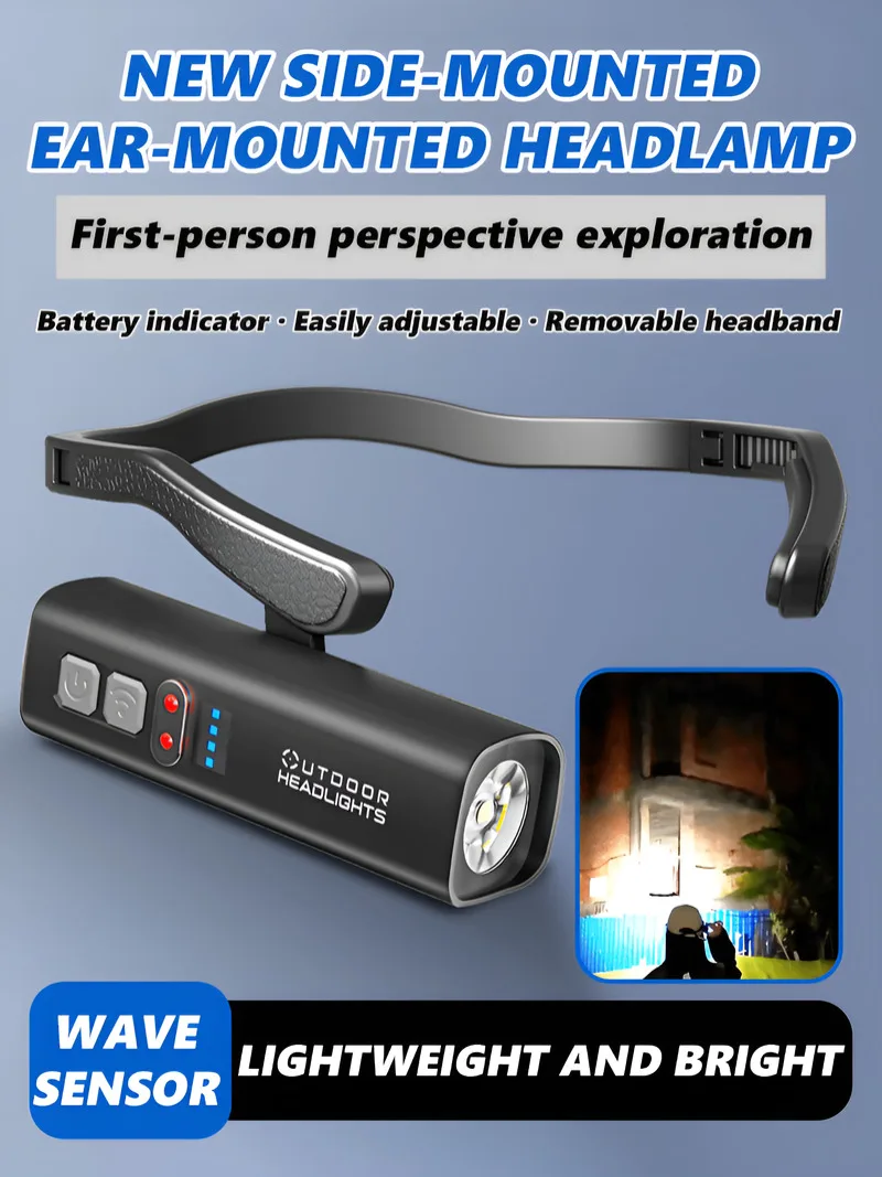 強力な光と長持ちバッテリーを備えた屋外センサーヘッドランプ、キャンプ、ハイキング、ランニング用のled充電式防水ヘッドライト