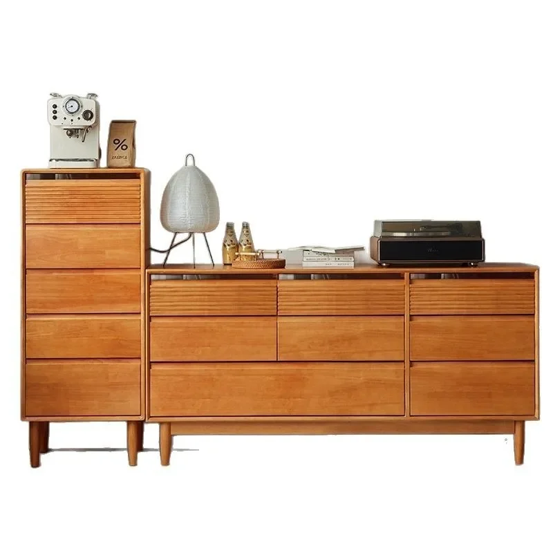 Solid wood chest, cherry wood color crevice cabinet, Japanese bedside cabinet, household narrow cabinet