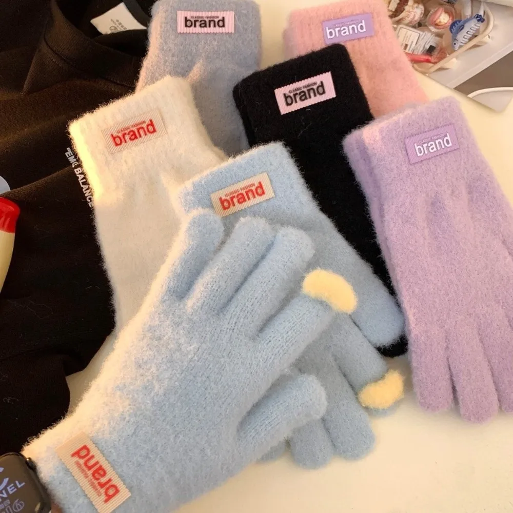 Comfortable Exposed Finger Touch Screen Gloves Polyester One Size Winter Cold Proof Gloves Warm Thick Gloves Cycling