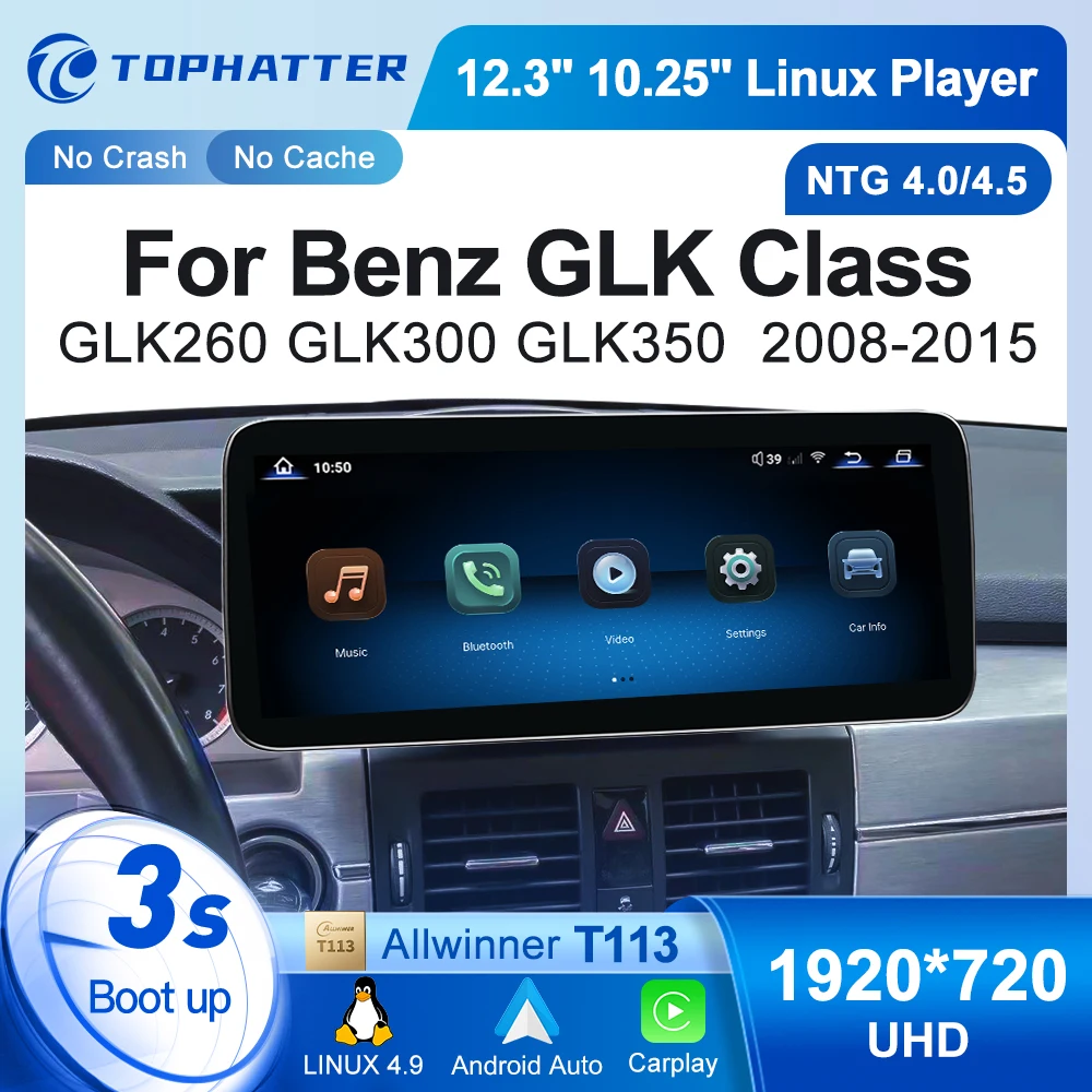

10.25" 12.3" Linux Car Radio For Mercedes Benz GLK X204 CarPlay Android Auto Multimedia Player Head Unit Screen