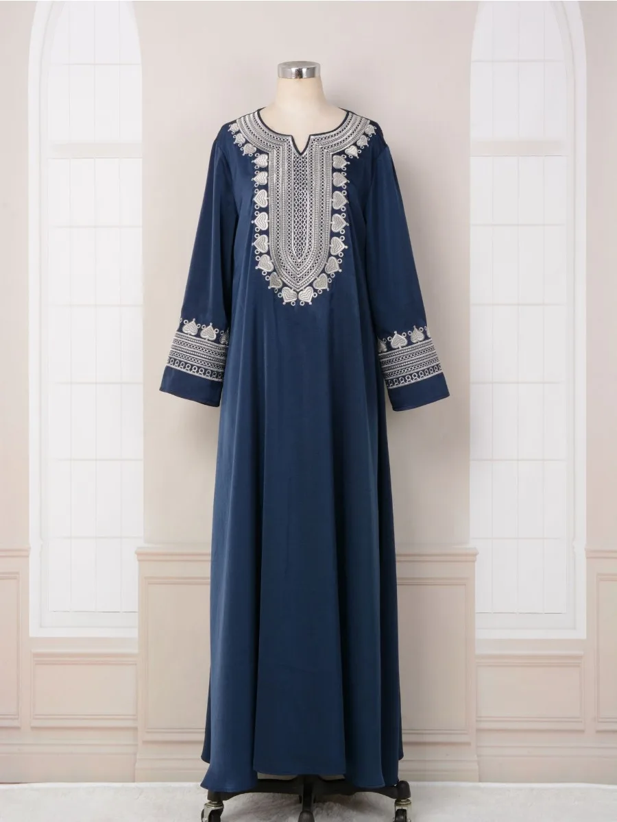 Eid Embroidery Arab Muslim Party Dress for Women Abaya Jalabiya Long Dresses Morocco Kaftan Vestidos Dubai Ramadan Gown Robe