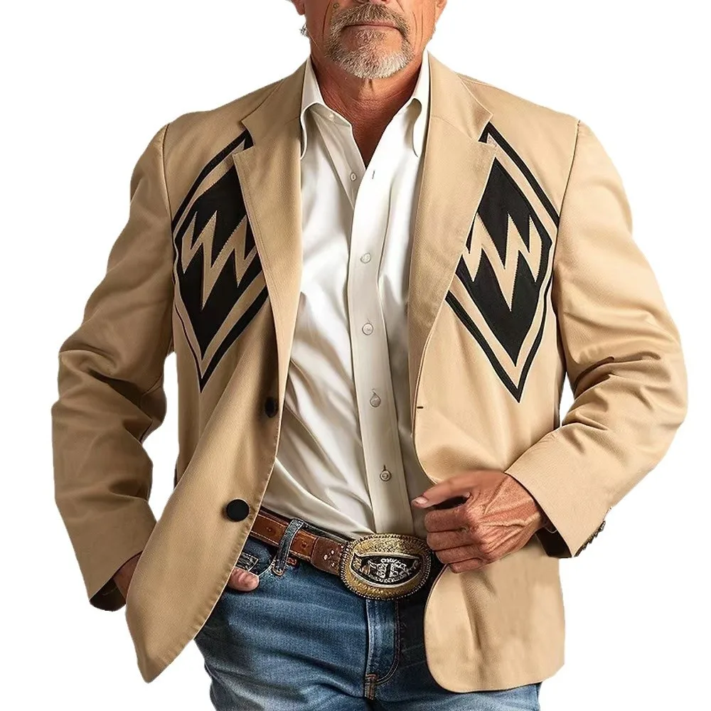 

2026 New Men's Casual Blazer Jacket European American Style Digital Print Fashion Western Style Formal Business Outerwear Coat