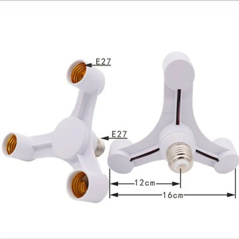 2026 New E27 To E27 Extended Socket Adapter 3 In 1 Design Lamp Bulb Splitter Holder Practical Photo Studio Lighting Supplies