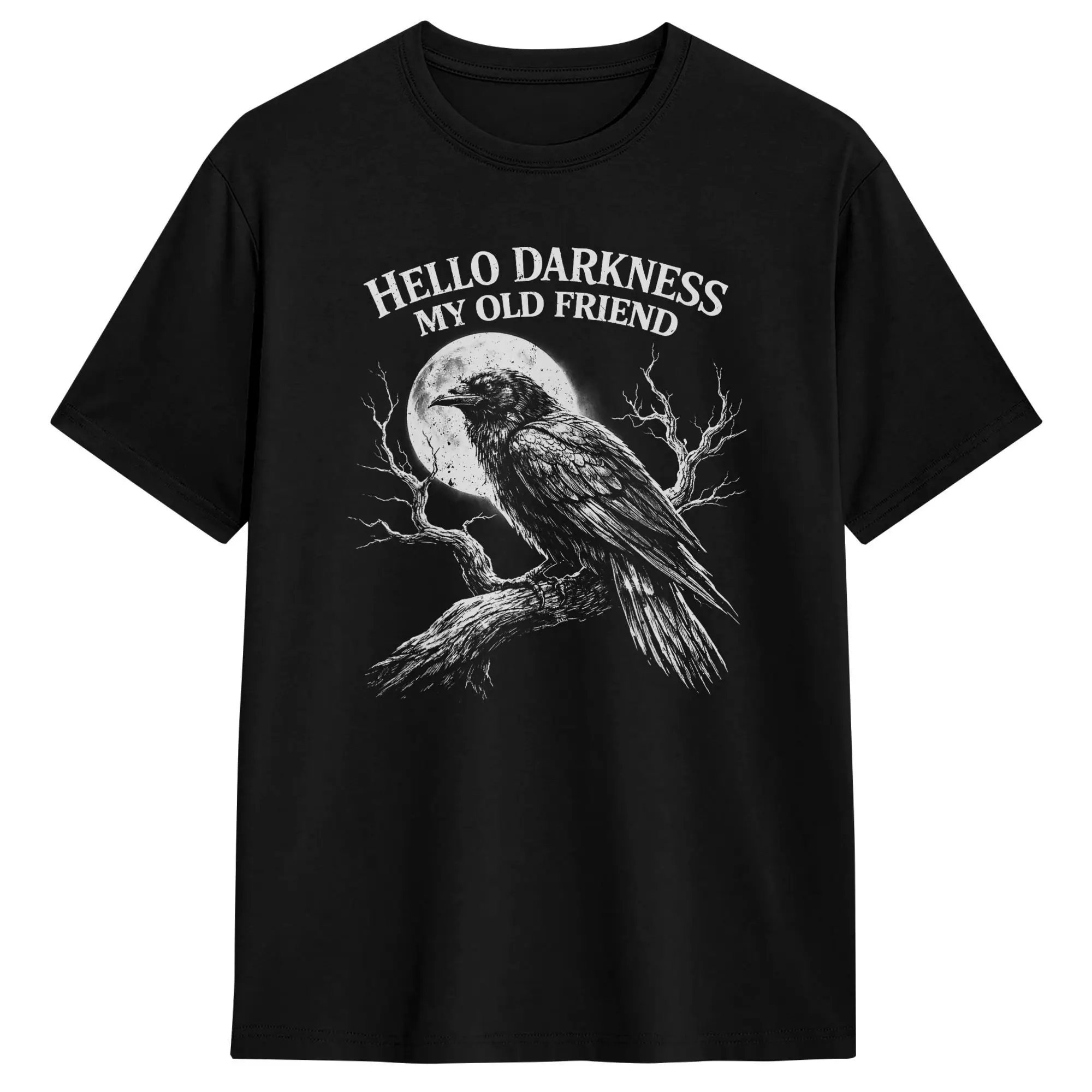 Hello Darkness My Old Friend Crow Lover T-Shirt Summer  Harajuku T-Shirts Men Cotton O-Neck 4XL 5XL 6XL Tees Short Sleeve Tshirt