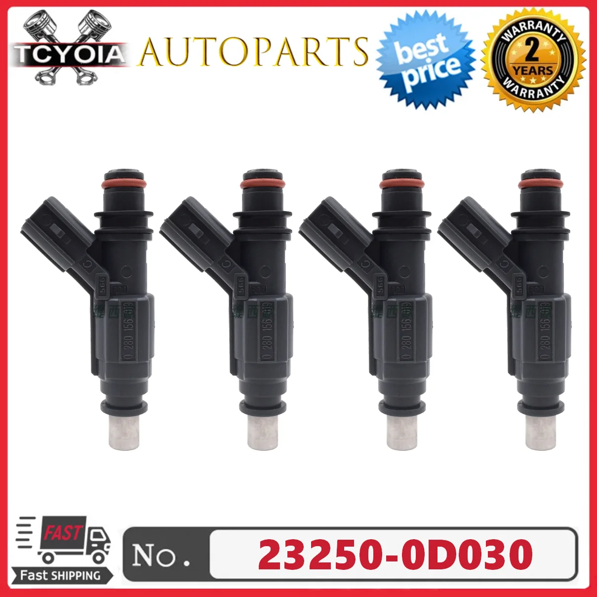

4pcs/lot 23250-0D030 23209-0D030 0280156019 Fuel injectors For 1999-2004 Toyota Avensis Corolla 1.4 VVTI 1.6