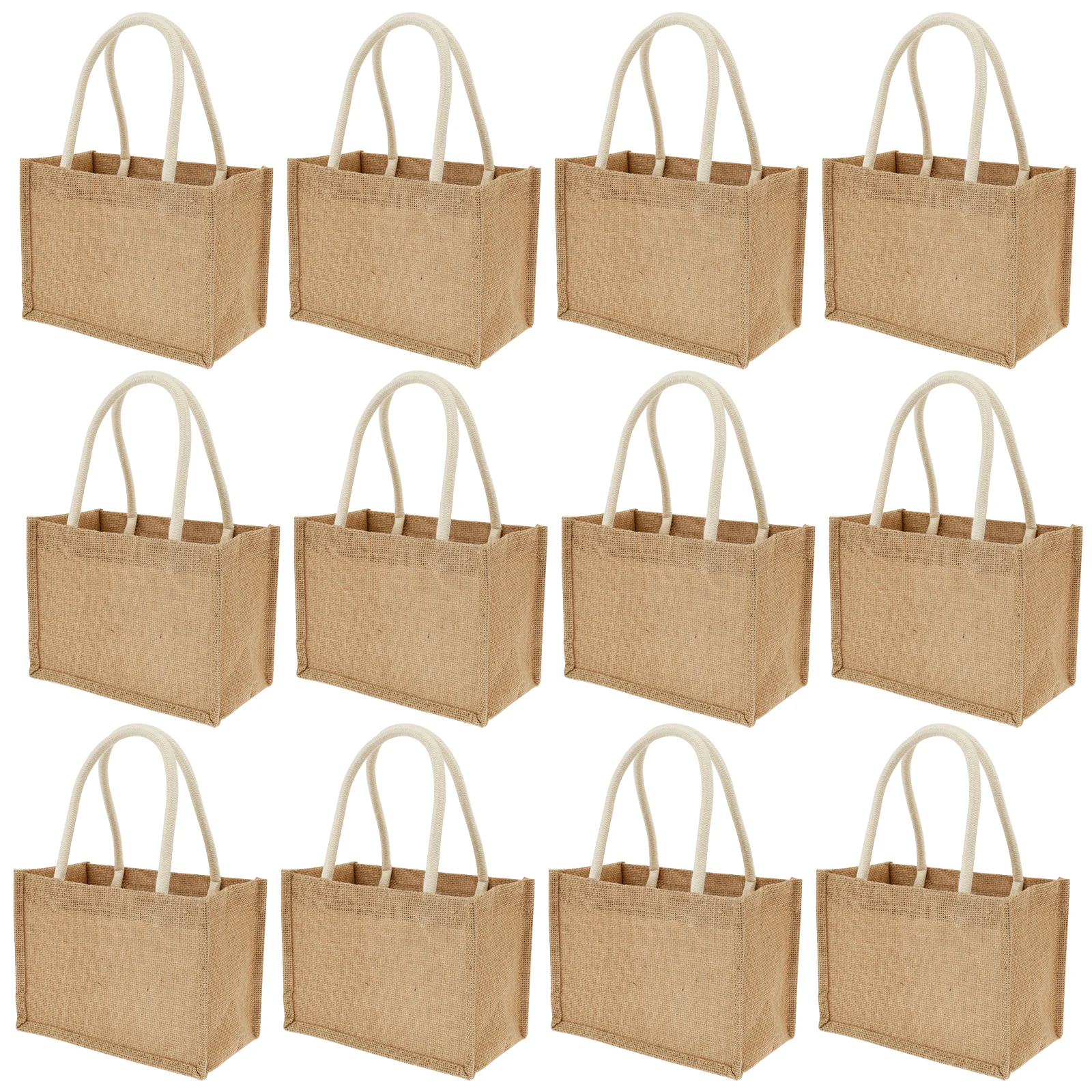 12Pcs Burlap Tote Bags Mini Burlap Beach Bags with Handles Portable Jute Tote Bag Reusable Burlap Gift Bag Multipurpose Burlap