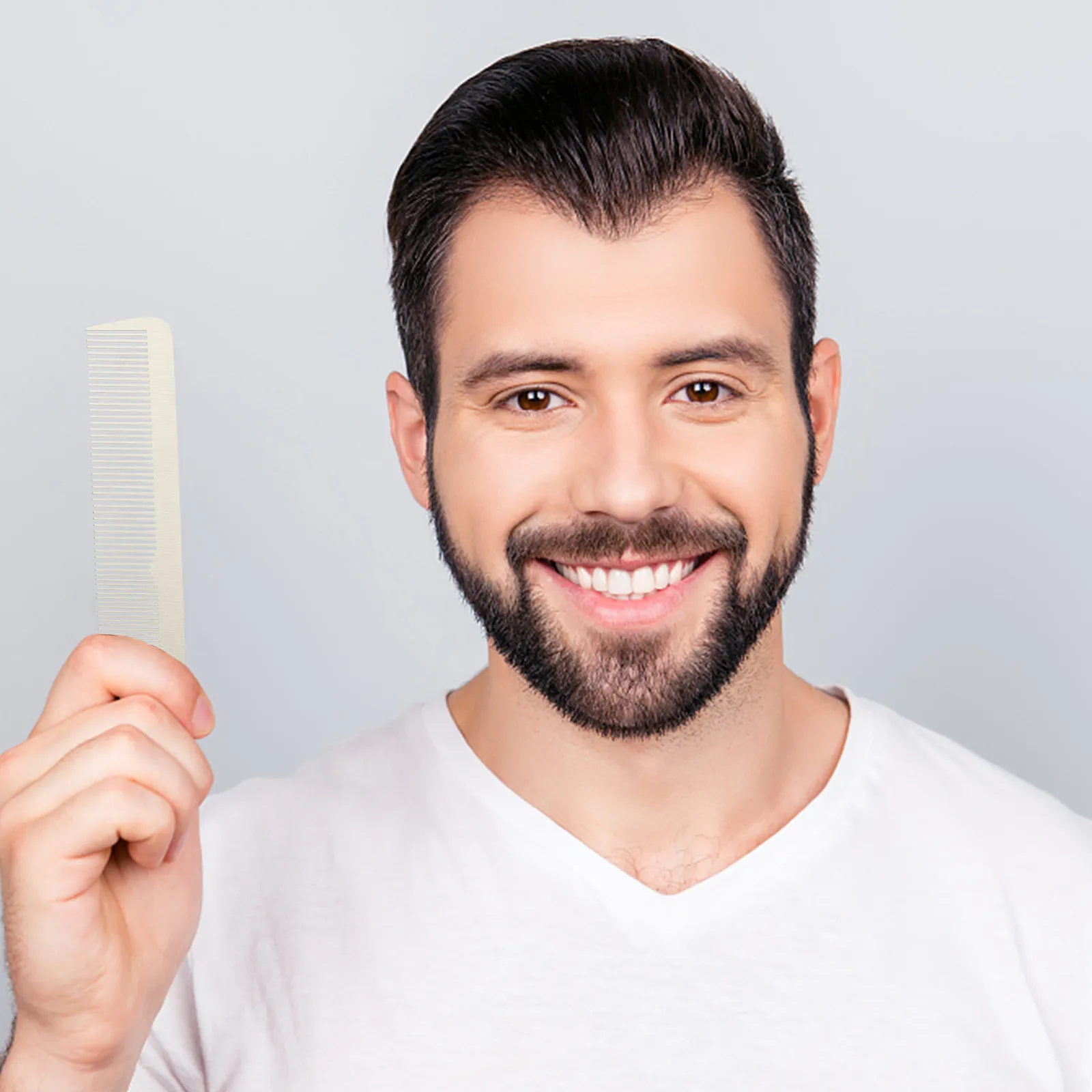 

2Pcs Haircut Comb Stainless Steel Professional Hair Cutting Comb Hair Shearing Supplies Accessories for Men Women Portable