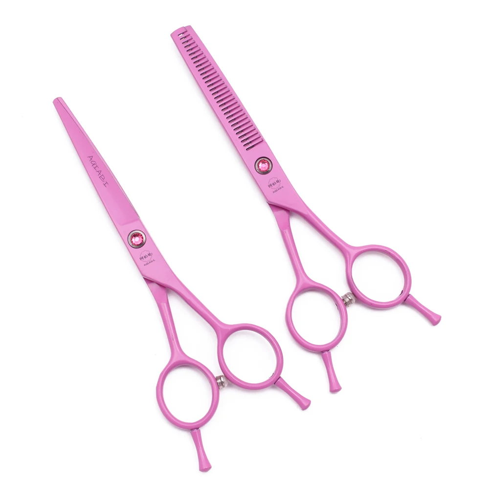 

Hair Scissors Professional 5.5" AQIABI Japan Stainless Thinning Scissors Pink Hair Cutting Scissors for Hairdressing A1012