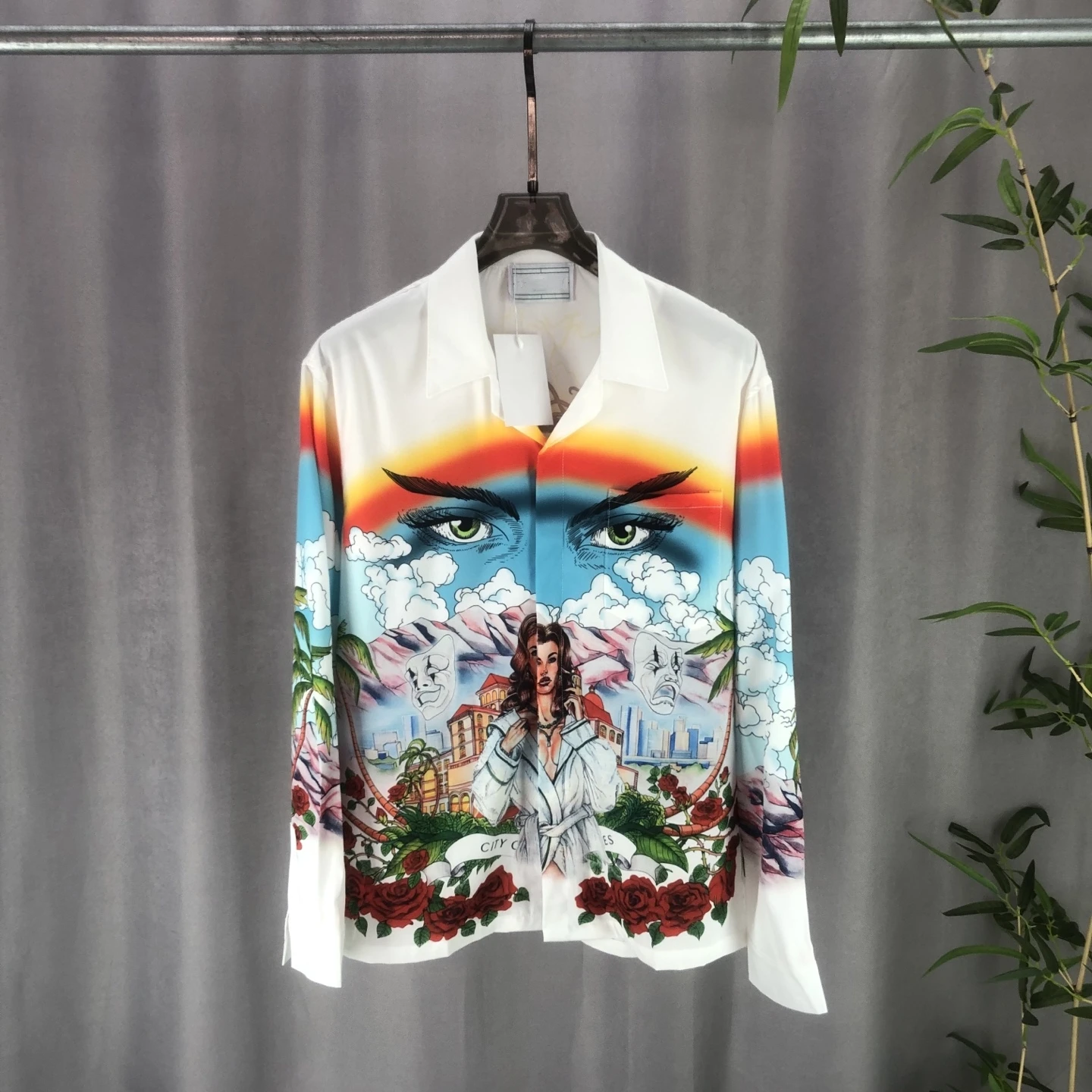 

Faionable Long Sve Men's irt All Seasons Print Pattern Versatile Sli Cotton Polyester Blend Cool Feeling Chinese Made