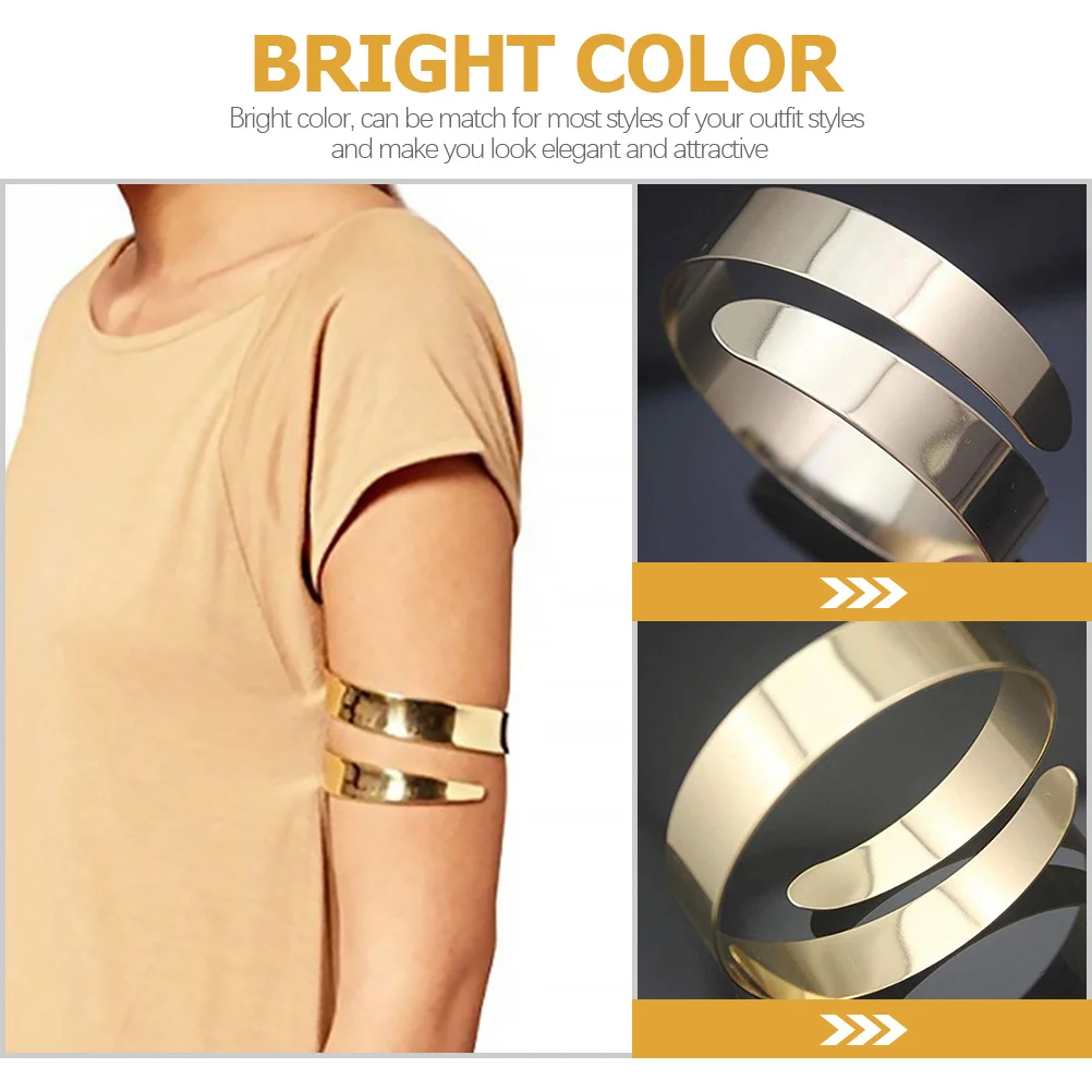 

Elegant Women Arm Bangle Bracelet Shiny Alloy Cuff Armlet Adjustable Design Trendy Arm Accessory for Formal Events Charm Cuff