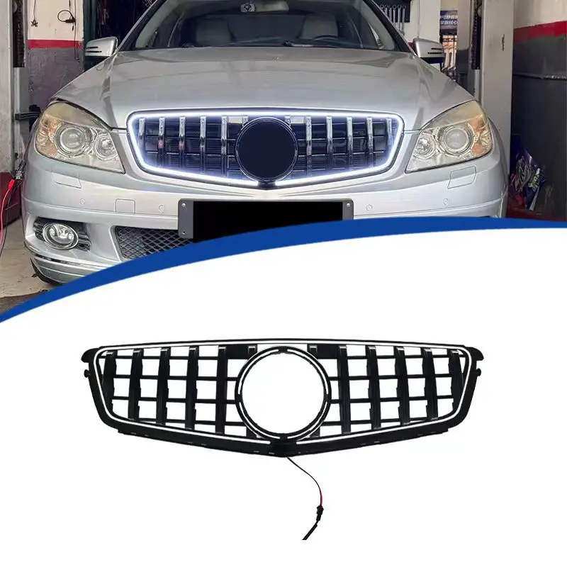 GT Style LED Illuminated Front Grille For Mercedes Benz C-Class W204 2009 2010 2011 2012 2013 2014 Parrilla Exterior Accessories