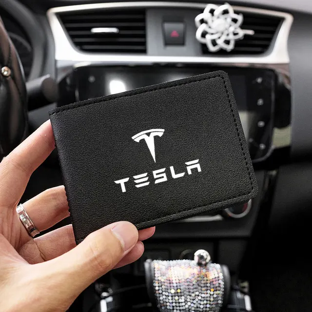 Skórzany uchwyt na prawo jazdy na okładce na portfel z certyfikatem jazdy samochodem dla Tesla model 3 Y X S Akcesoria