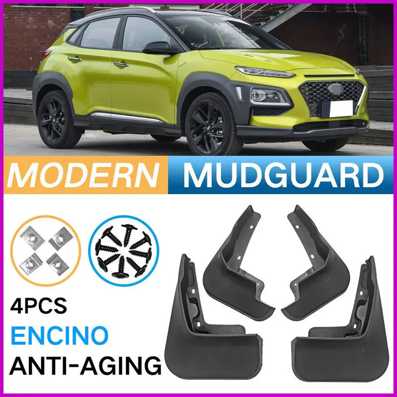 4x Car Mudflaps for Hyundai Kona Encino Kauai 2017 2018 2019 2020 2021 Mudguards Splash Guards Mud Flaps Mud Fenders Accessories