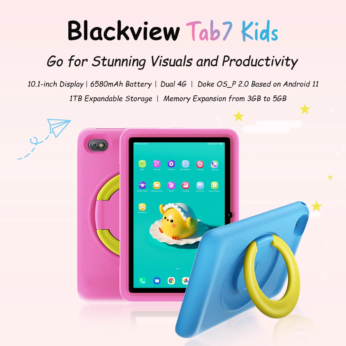 تابلت Blackview Tab 7 للأطفال مقاس 10.1 بوصة 800*1280 شاشة عالية الدقة بقدرة 6580 مللي أمبير في الساعة عمر بطارية طويل T310 CPU Android للأطفال