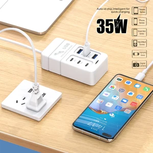 35W Multiport USB PD -Ladegerät Typ C Ladung UE USA Plug Wall Loader Hub USB 6 Ports Schnelles Handy -Ladegerät für Mobiltelefone 10 Hauptverkauf Mobiles Frachtzentrum - №1