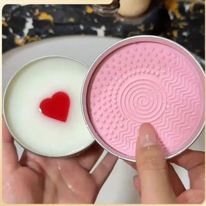 SU Cute Heart Shaped Makeup Brush Cleaning Soap 100g For Silicone Pad Cosmetic Sponge & Beauty Tool Washer Quick-Dry Deep Clean