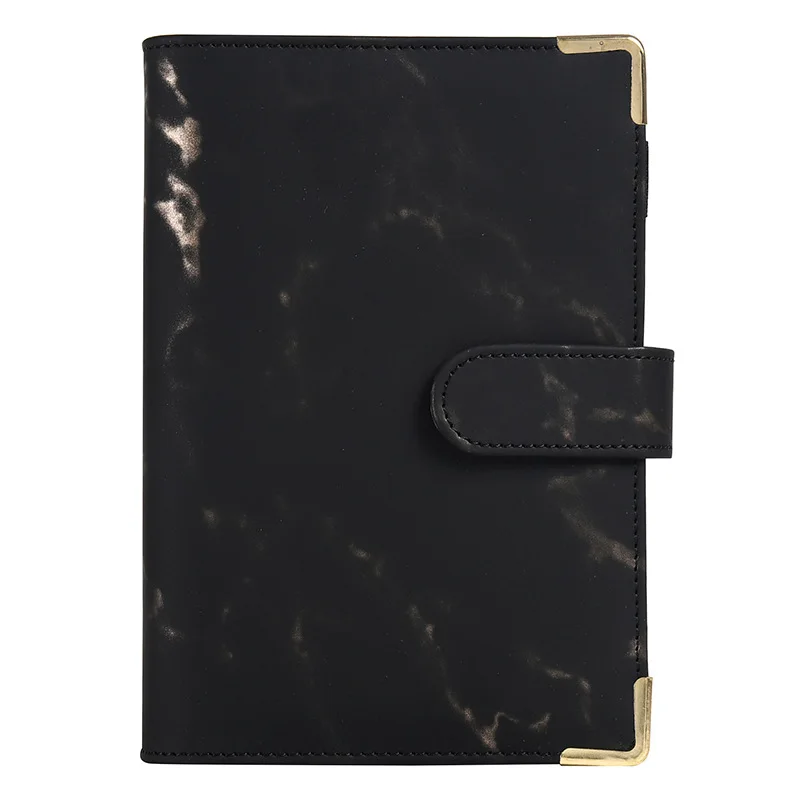 2025 A6 Marble Black PU Binder Notebook DIY Binder Notebook Cover Diary Agenda Planner Paper Cover School Stationery