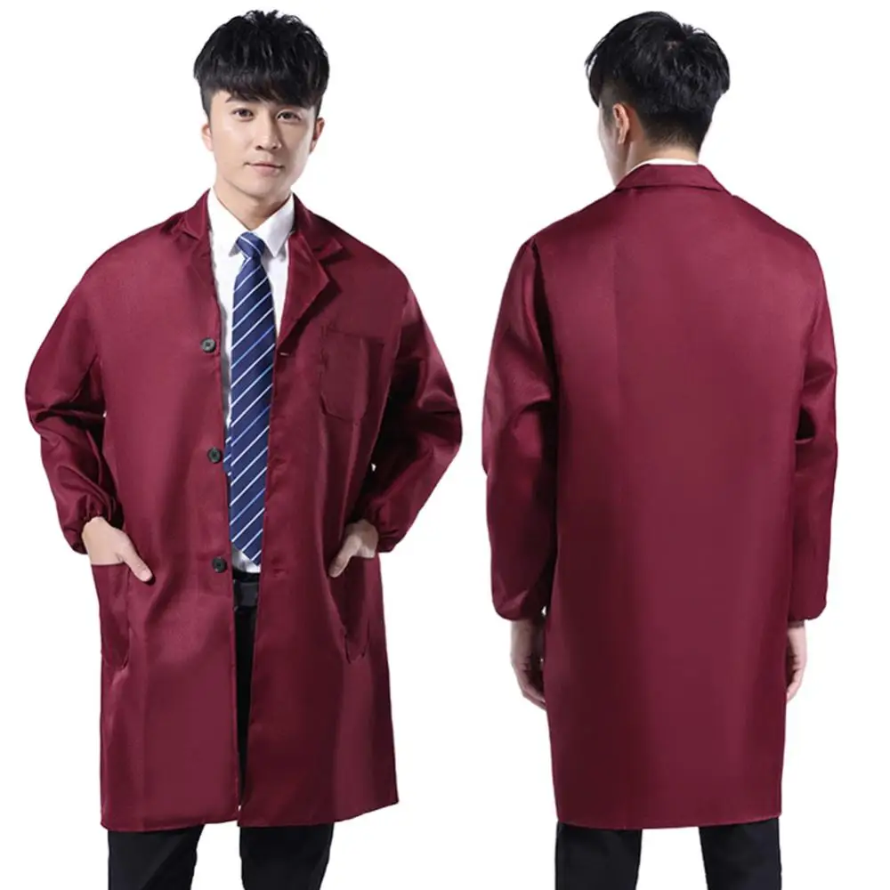 ملابس عمل بأكمام قصيرة للرجال ، أزرار وجيوب ، معطف مختبر ، مقاوم للغبار ، ملابس عمل ، مستودع
