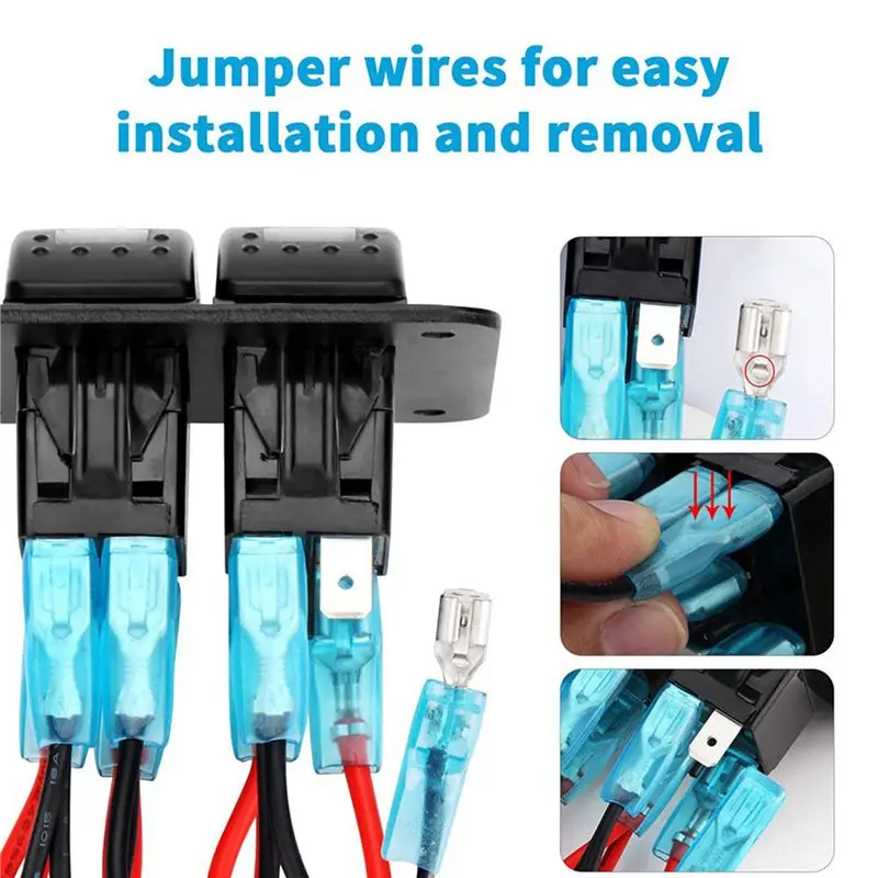 5X 2 Gang Rocker Switch Panel 5Pin On Off Pre-Wired Rocker Switch Waterproof Switche Panel For Car Marine Trailer Blue