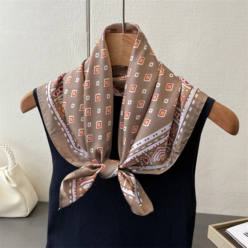 New summer ethnic-style border printed imitation silk square scarf shawl neckerchief high-end neck-tie small square scarf silk