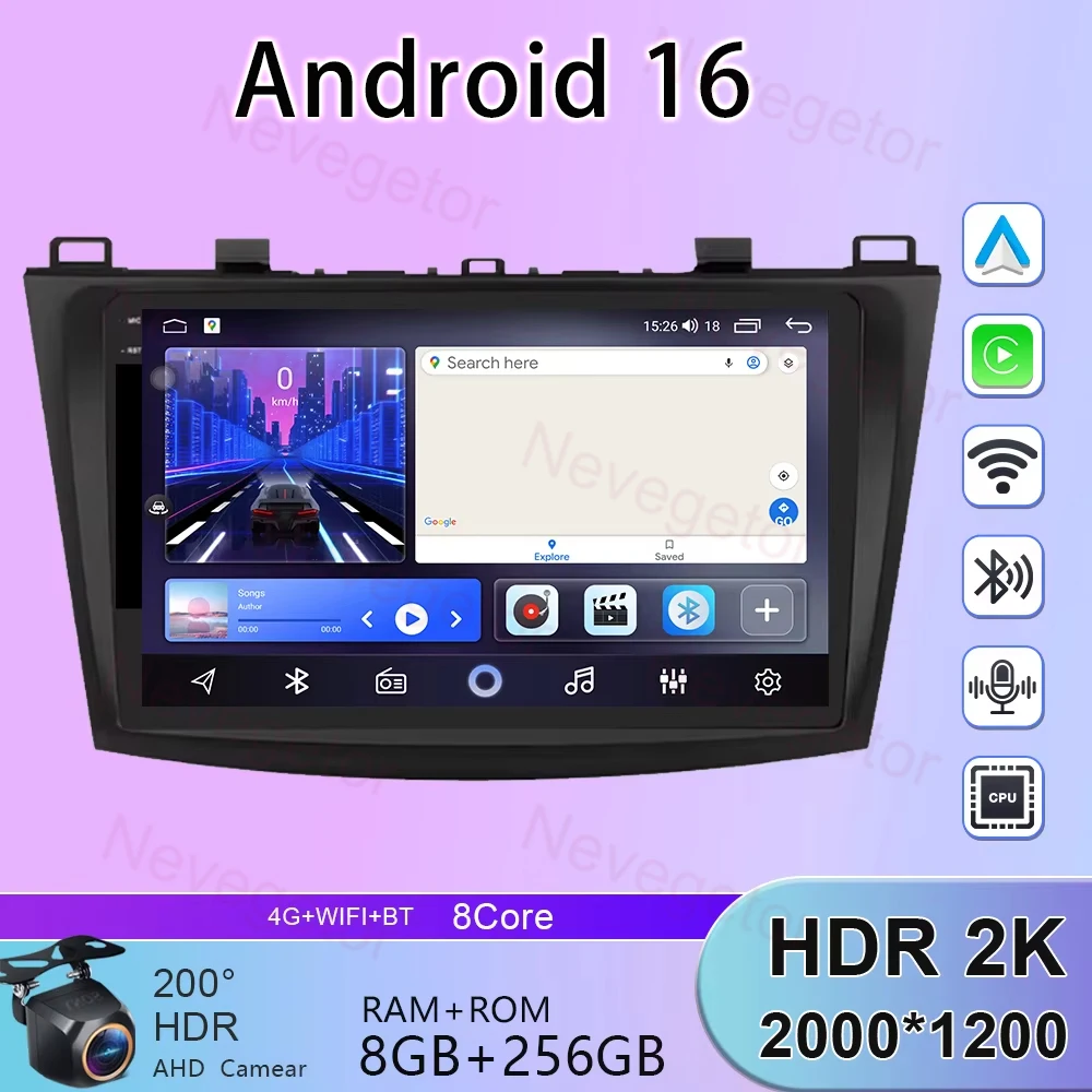 TS10 para Mazda 3 2010 - 2013 Android 15 estéreo Carplay Auto Radio GPS reproductor de vídeo Multimedia navegación GPS No 2Din 2 Din