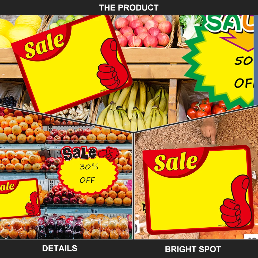 

50 Pcs Durable Tough Paper Advertising Stickers Price Signs For Retail Business Sales Events Fundraisers Markets