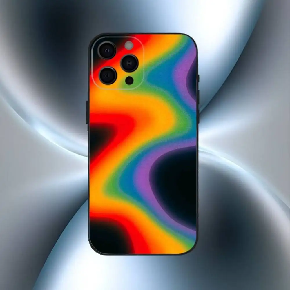 Rainbow Pride Phone Case For iPhone17,16,15,14,13,12,11 Plus,Pro Max Soft Black Cover