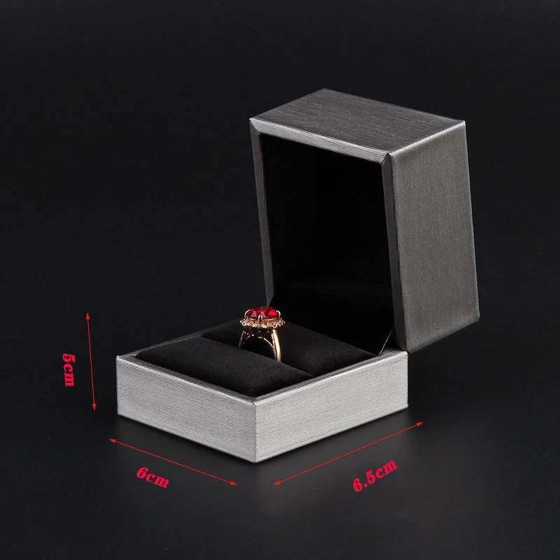 

Gold Jewelry Box Premium PU Leather Double Rings Holder Necklace Bracelet Chain Earring Box for Wedding Engagement Gift Box