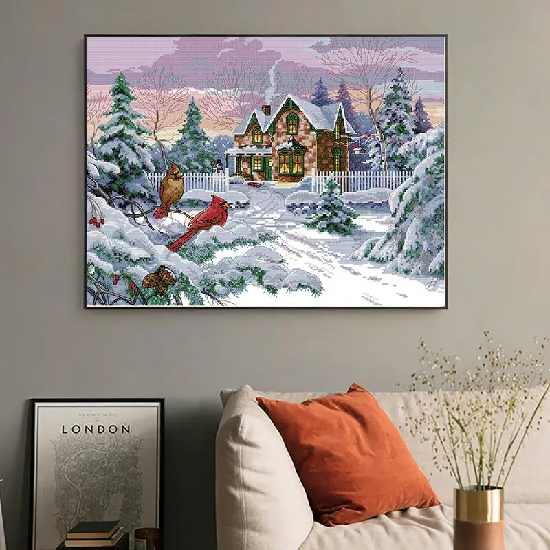 Winter snow scene Cross stitch kits Aida 14CT 11CT count canvas printing embroidery set DIY Needlework Home decoration painting