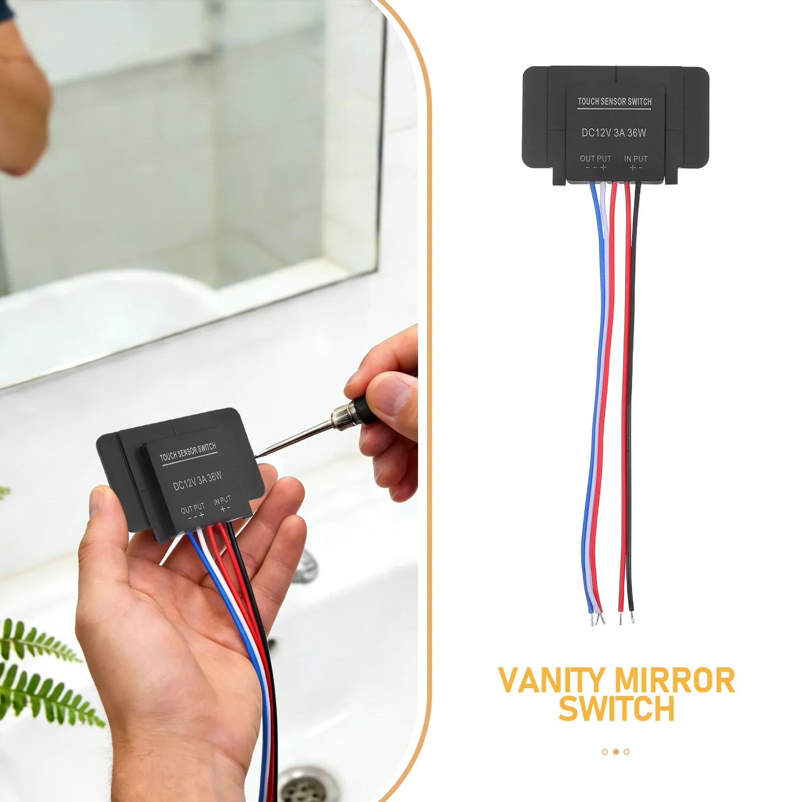 Vanity Mirror Touch Switch LED Dimmer - Sensitive Glass Light Switch for Bathroom Makeup Mirror - Stepless Brightness Control