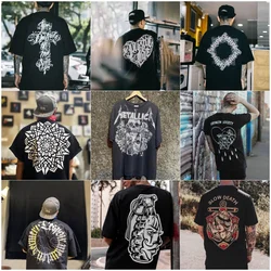 Summer Pure Cotton Fashionable Coast Dark  Loose Harajuku Short-Sleeved Workwear Retro Cartoon Anime T-Shirt Casual Printed Top