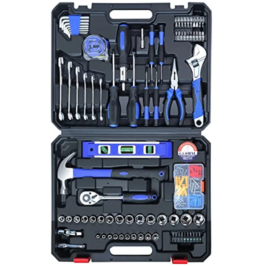 

146Piece Mixed Tool Set with Drive Socket Set for Automotive Repair Comprehensive Auto Repair Tool Kit Featuring Durable Plasti