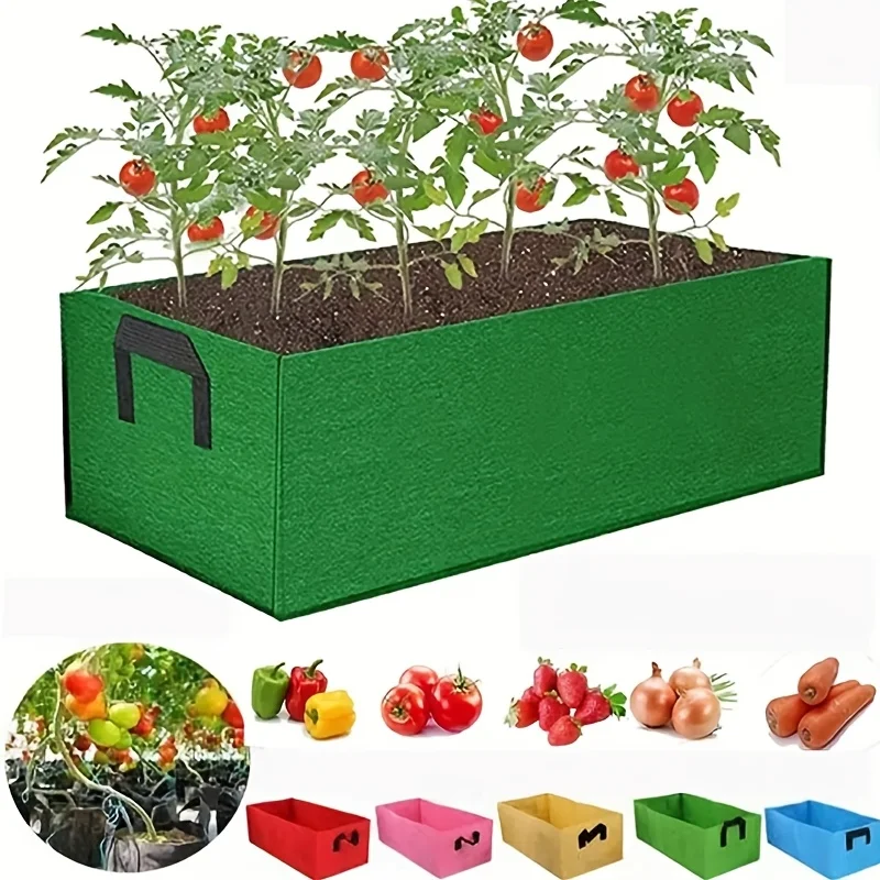 4-Piece Set Non-Woven Planting Bags 10 Gallon Rectangular Courtyard Suitable Plant Cultivation Garden Bedding Planting Pots