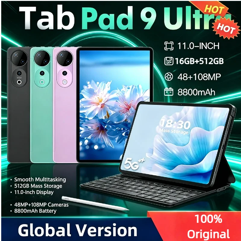 Global Version Original Pad 9 Ultra Tablet PC Android 15 16GB+512GB 8800mAh 5G Dual SIM Google GPS HD 4K Mi Tablette For Game