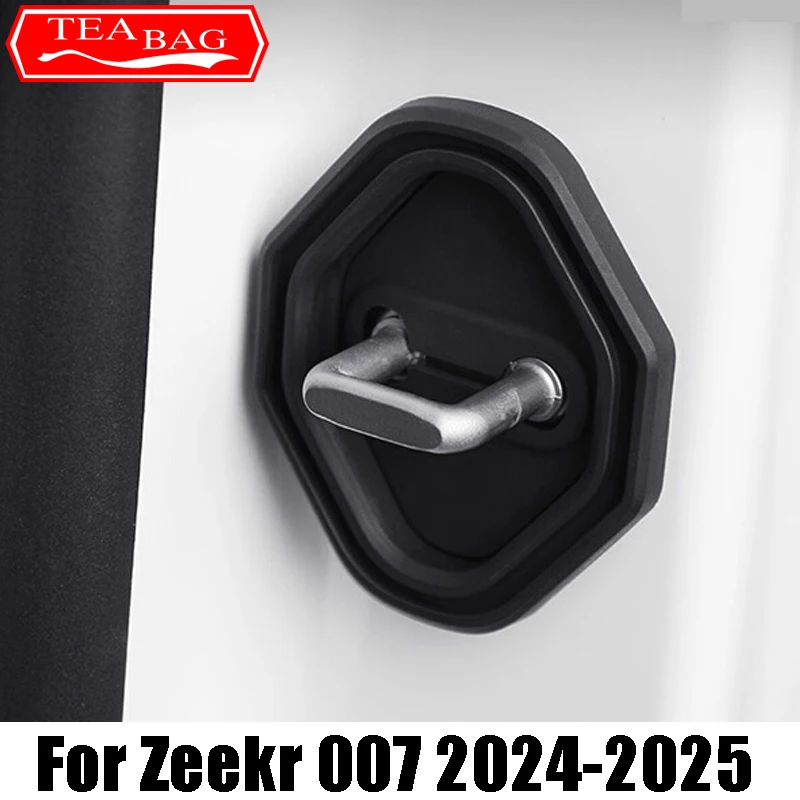 

For Zeekr 007 2024 2025 Car Styling Door Lock Cover Buckle Full Surround Silicone Cushioning Shock Absorbing Auto Accessories