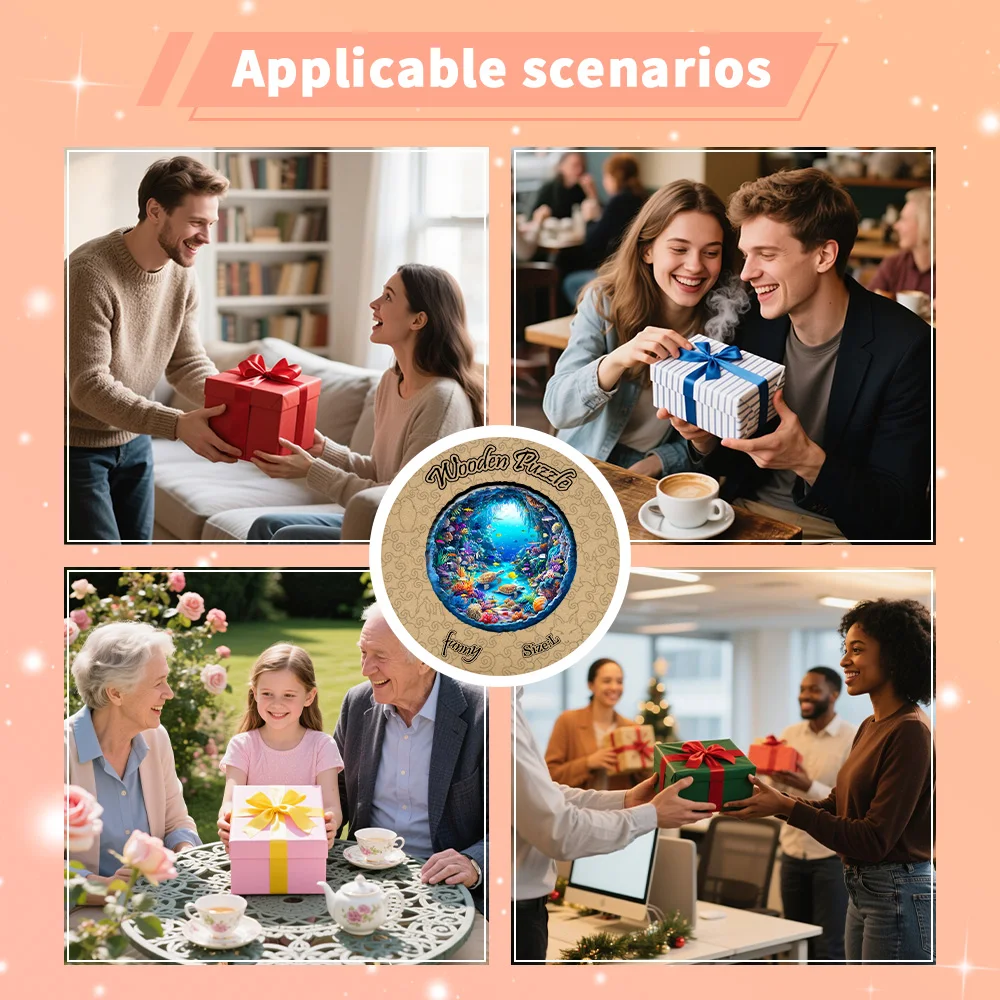 ปริศนาไม้สําหรับผู้ใหญ่: ตกแต่งบ้านศิลปะหัตถกรรมและเกมของขวัญครอบครัวปริศนาโลกใต้น้ําบรรจุภัณฑ์กล่องไม้ระดับไฮเอนด์