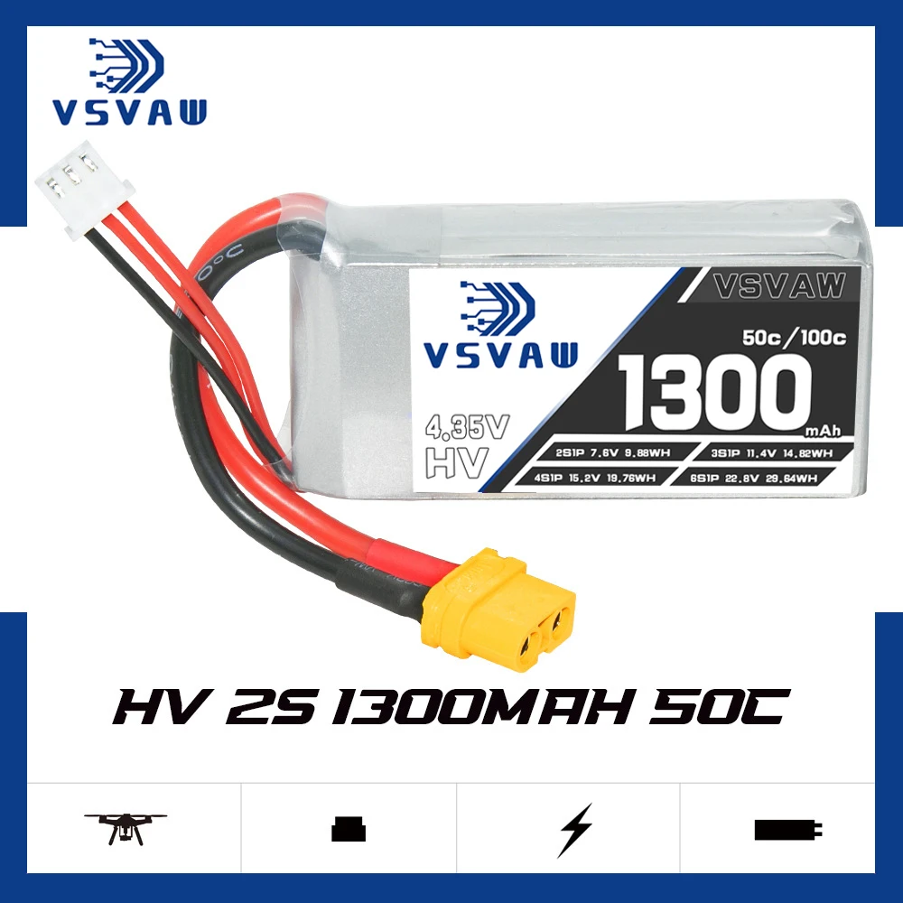 GNB 2S/3S/4S/6S 1300mAh 50C Lipo Battery For Culvert machine RC Models Lightweight FPV Racing Drone Battery With XT60 Plug