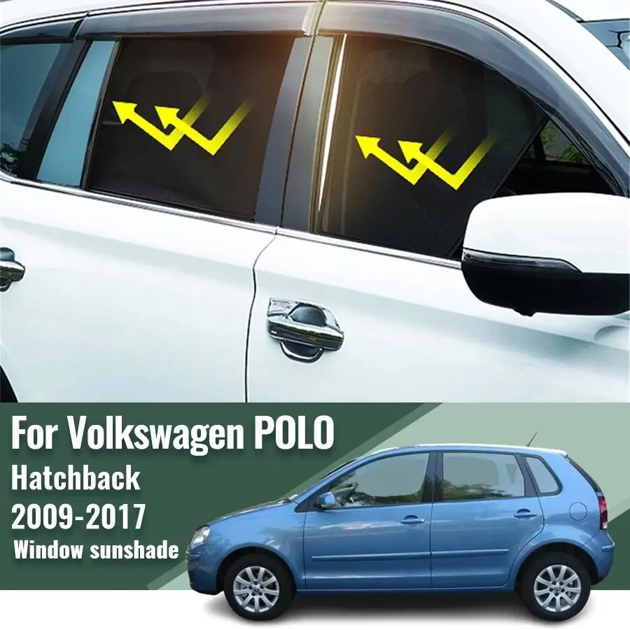 

Автомобильный солнцезащитный козырек для Volkswagen VW POLO Hatchback 2009-2017, магнитная сетчатая занавеска на лобовое стекло, заднее боковое стекло, солнцезащитный козырек