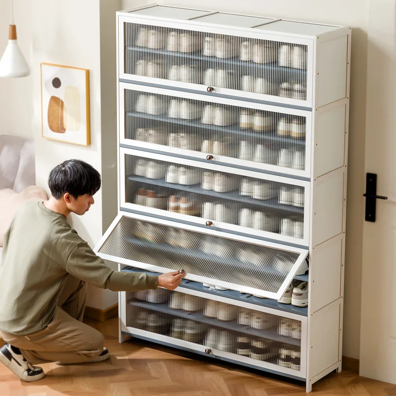 

Кремовый ветер, шкаф для обуви из цельного дерева, бытовая дверная полка для обуви, шкаф для прихожей, современный простой большой вместительный шкафчик для гостиной