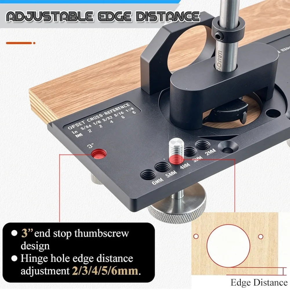 Aluminum Alloy Hinge Drilling Jig For 35mm 26mm Concealed Cabinet Door Woodworking Boring Locator Tool Adjustable Depth Guide