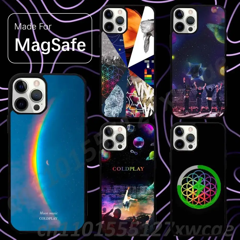 C-COLDPLAY-eS Moon Music For Magsafe Wireless Charger Case For iPhone 15,16,17,13,14,11,12,Pro,Max,Plus,E,Air,Mini Cover