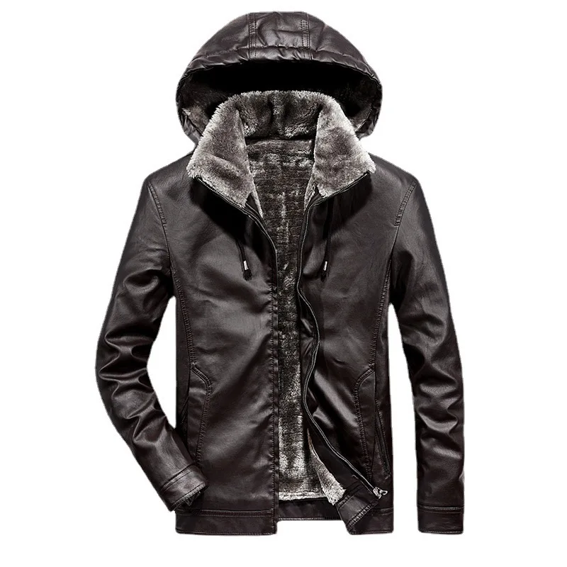 Velvet Youth Lapel Black Digging Bag Combined Hooded Zipper Casual Jacket