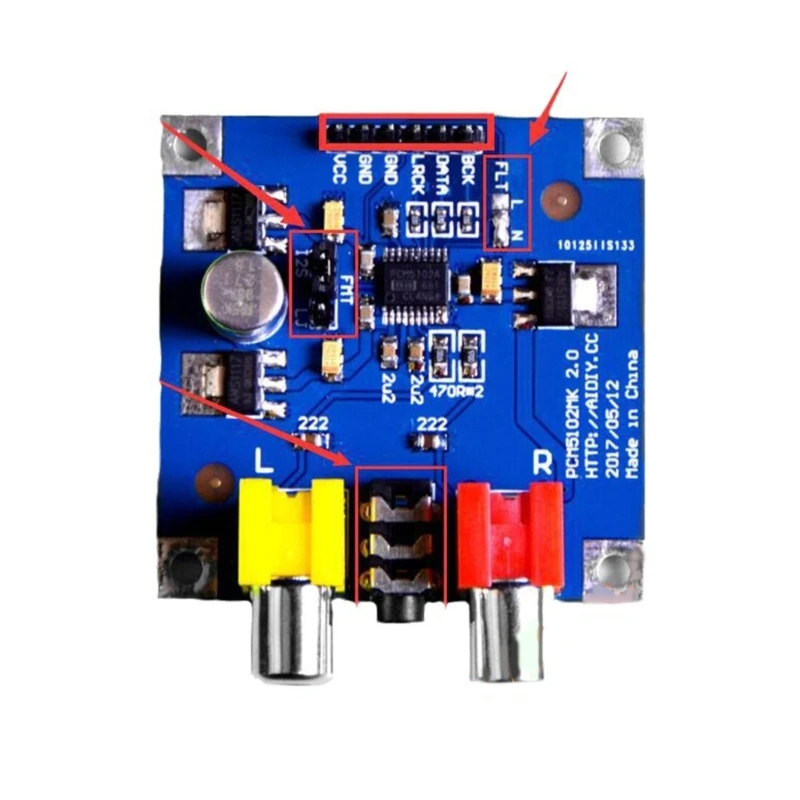 PCM5102/PCM5102A DAC Decoders I2S Player Assembled Board 32Bit 384K Decoders Board Module Connector 3.5mm Output