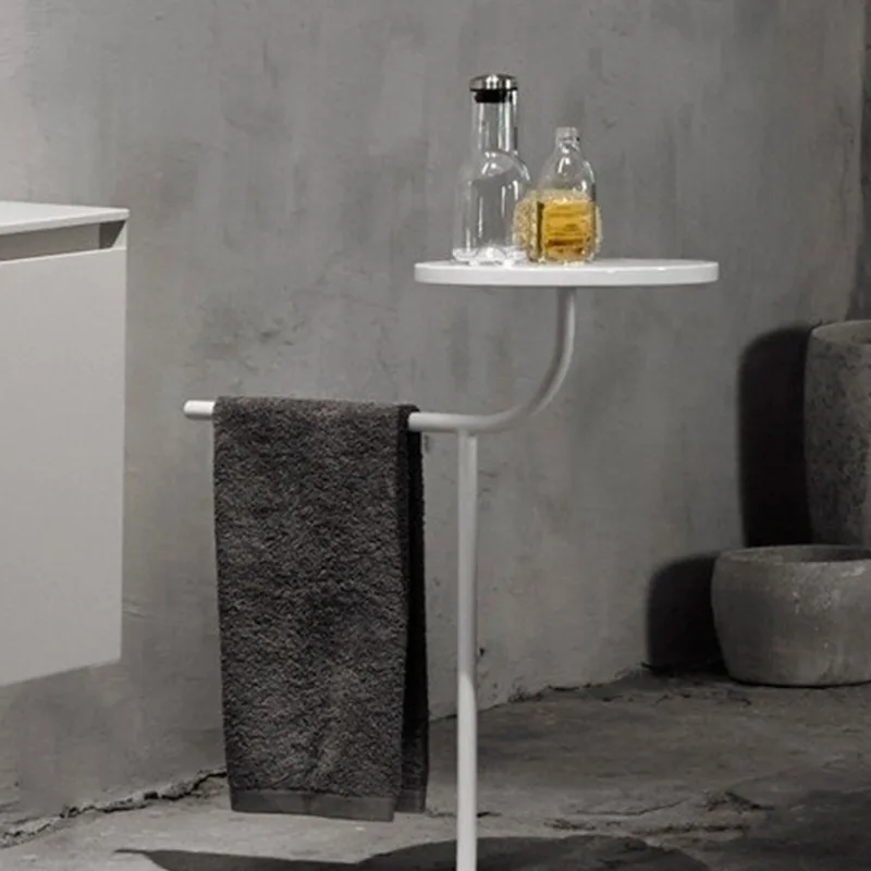 رف رف الحمام رف الحمام الأبيض، رف المناشف الأسود للحمام بدون فتحات الحفر #5